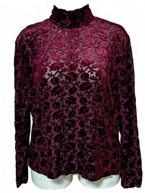 Frazier Lawrence Burgundy Velvet Burnout Top XL